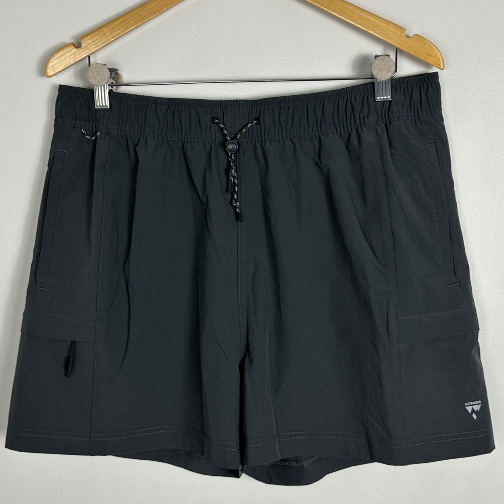 Voyager Quick Dry Pack Out Athletic Shorts Womens Size Large Dark Grey Cargo Zip